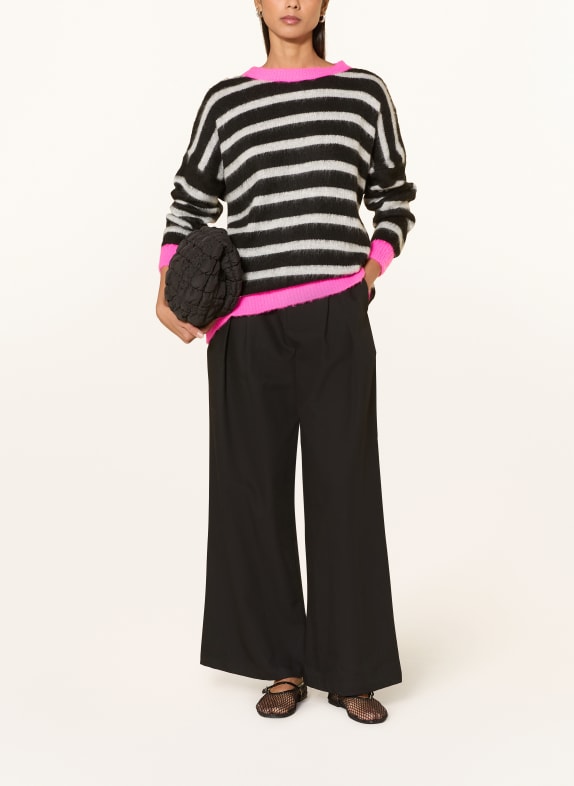 miss goodlife Pullover mit Alpaka HELLGRAU / PINK / SCHWARZ