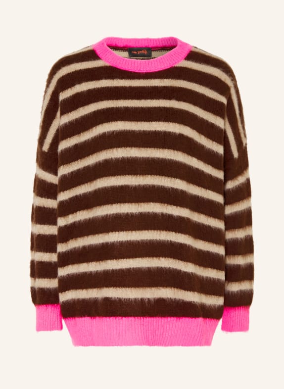 miss goodlife Sweater with alpaca DARK BROWN / LIGHT BROWN / NEON PINK