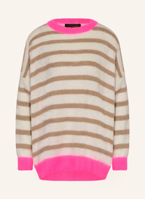 miss goodlife Sweater with alpaca CREAM / NEON PINK / BEIGE