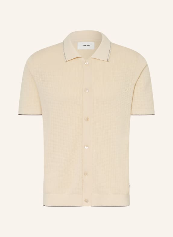 NN.07 Strickhemd NALO Regular Fit ECRU / SCHWARZ