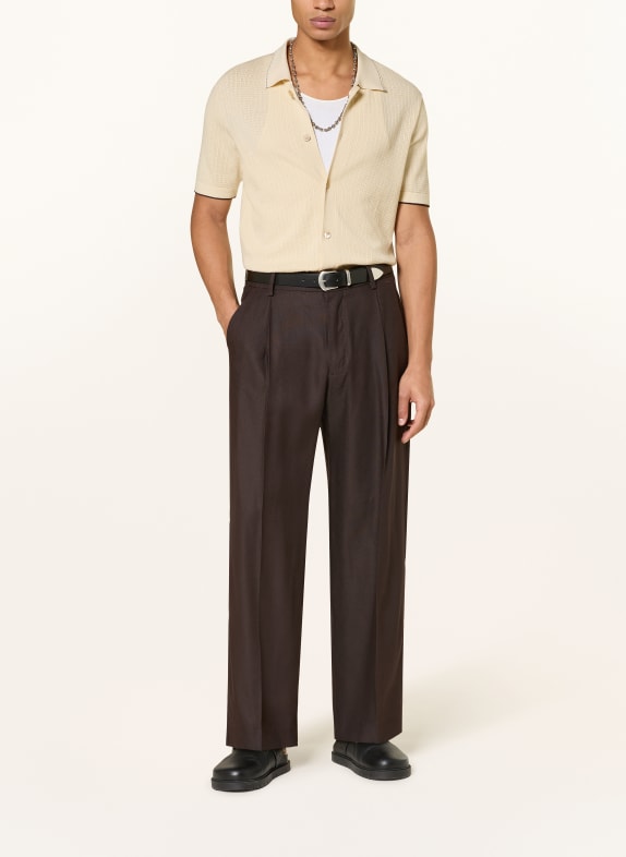NN.07 Gebreid shirt NALO Regular Fit ECRU / ZWART