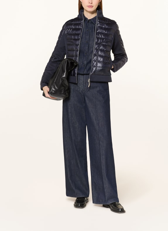 monari Steppjacke im Materialmix mit Schmucksteinen DUNKELBLAU