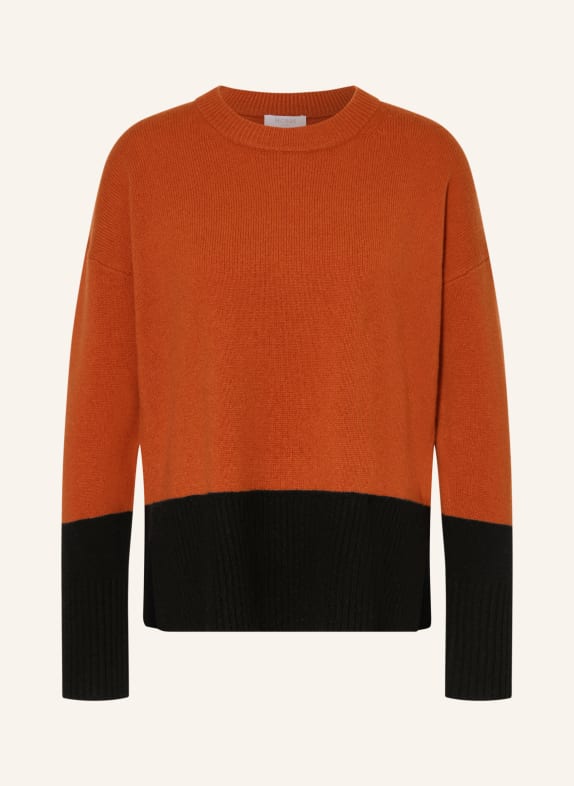 HOBBS Sweter BONNIE z wełny merynosowej CIEMNOPOMARAŃCZOWY / CZARNY