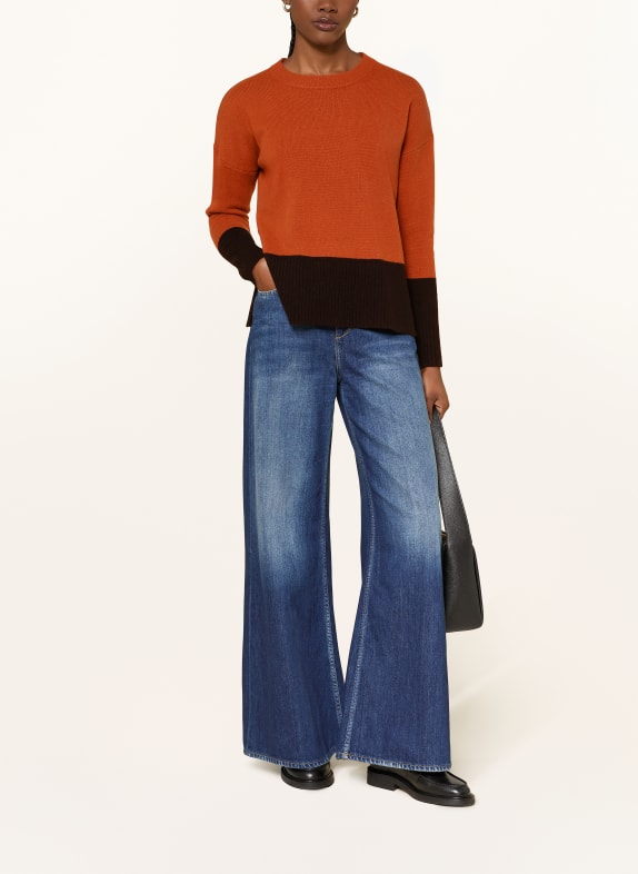 HOBBS Pullover BONNIE aus Merinowolle DUNKELORANGE / SCHWARZ