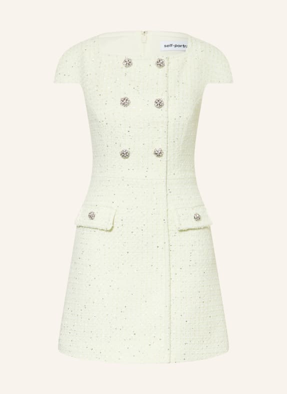 self-portrait Bouclé-Kleid mit Pailletten HELLGRÜN