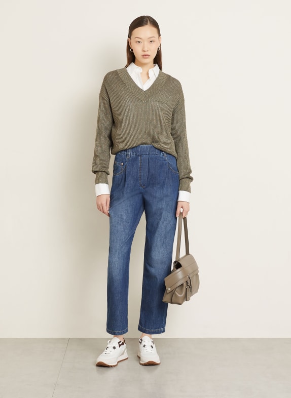 BRUNELLO CUCINELLI Trui met glittergaren KAKI / GOUD