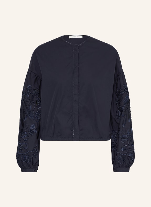 DOROTHEE SCHUMACHER Blůza EMBROIDERED BEAUTY s krajkou TMAVĚ MODRÁ