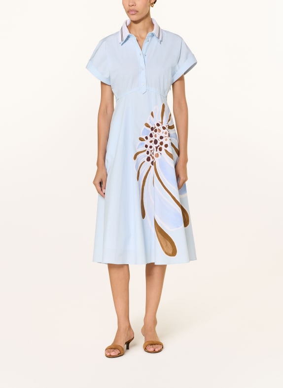 DOROTHEE SCHUMACHER Košilové šaty FLORAL POWER TMAVĚ MODRÁ / HNĚDÁ / BÍLÁ