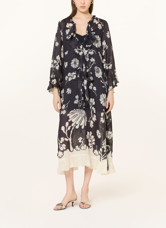 DOROTHEE SCHUMACHER Šaty FLORAL DAYDREAM s 3/4 rukávem TMAVĚ MODRÁ / REŽNÁ