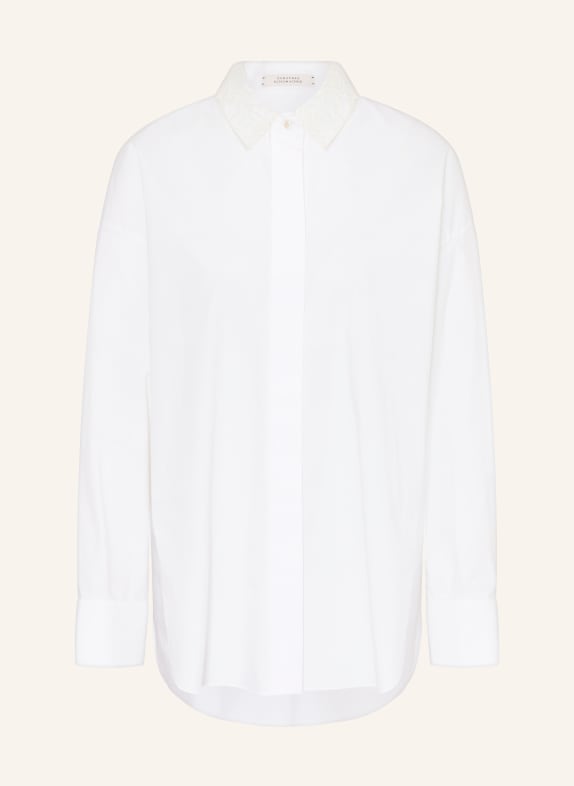DOROTHEE SCHUMACHER POPLIN POWER shirt blouse with lace WHITE
