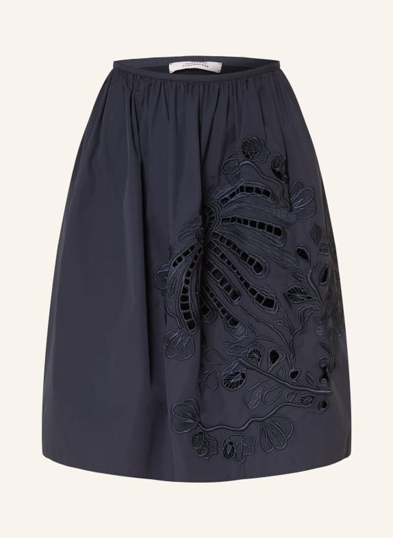 DOROTHEE SCHUMACHER Sukně EMBROIDERED BEAUTY s krajkou TMAVĚ MODRÁ