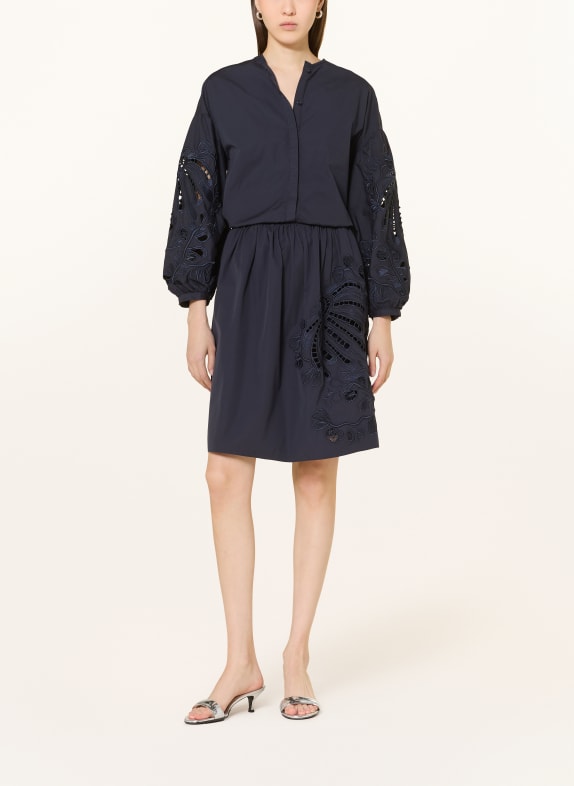 DOROTHEE SCHUMACHER Rock EMBROIDERED BEAUTY met opengewerkte kant DONKERBLAUW