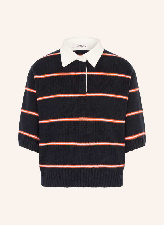 DOROTHEE SCHUMACHER SPORTY STATEMENTS sweater with cashmere DARK BLUE / ECRU / ORANGE