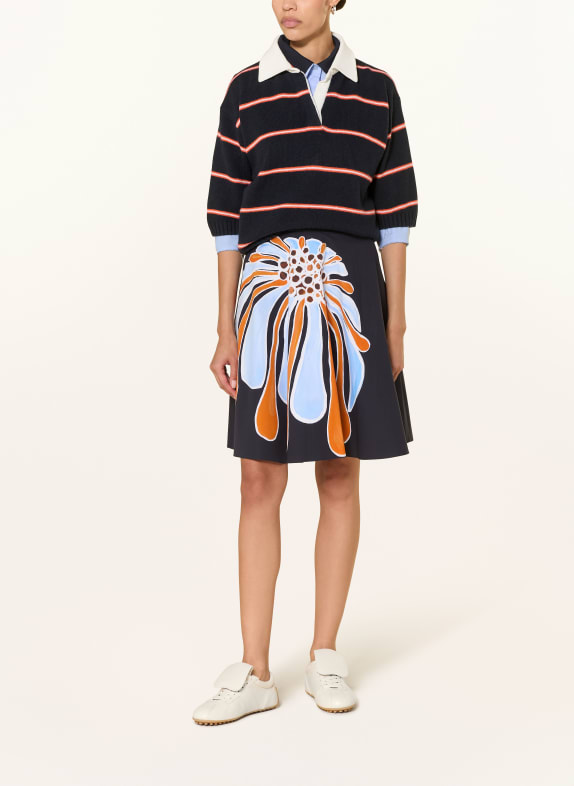 DOROTHEE SCHUMACHER Trui SPORTY STATEMENTS met kasjmier DONKERBLAUW / ECRU / ORANJE