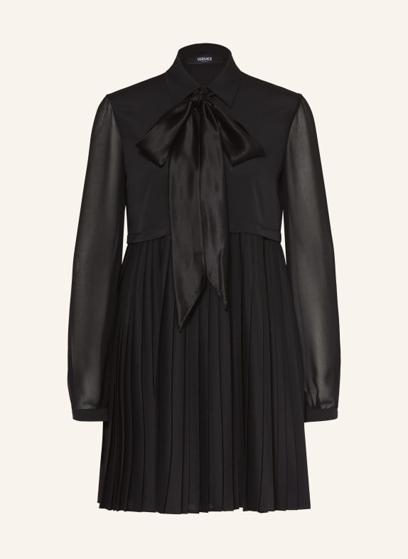 VERSACE Koktejlové šaty s odnímatelnou mašlí ČERNÁ