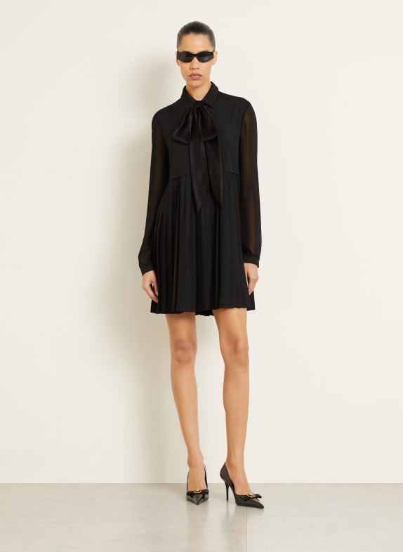 VERSACE Koktejlové šaty s odnímatelnou mašlí ČERNÁ