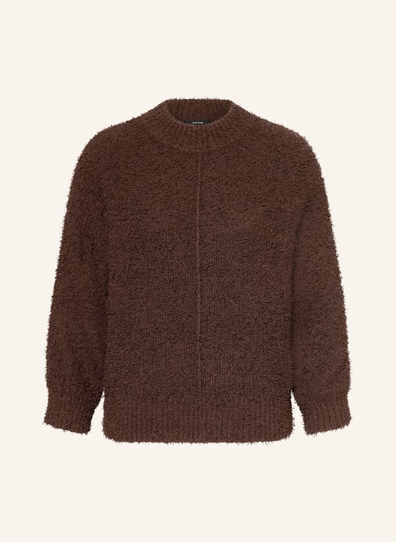 OPUS Svetr PUNEW s 3/4 rukávem TMAVĚ HNĚDÁ