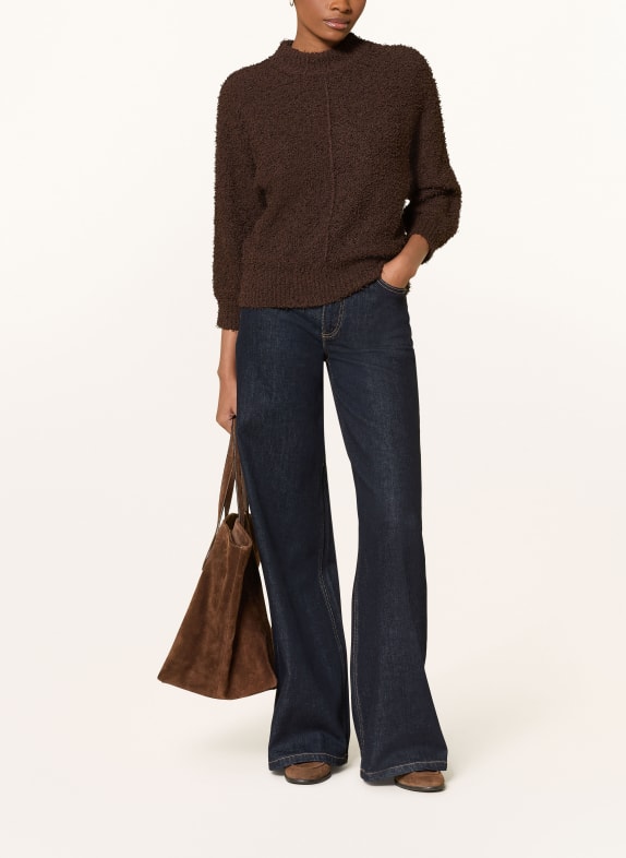 OPUS Pullover PUNEW mit 3/4-Arm DUNKELBRAUN