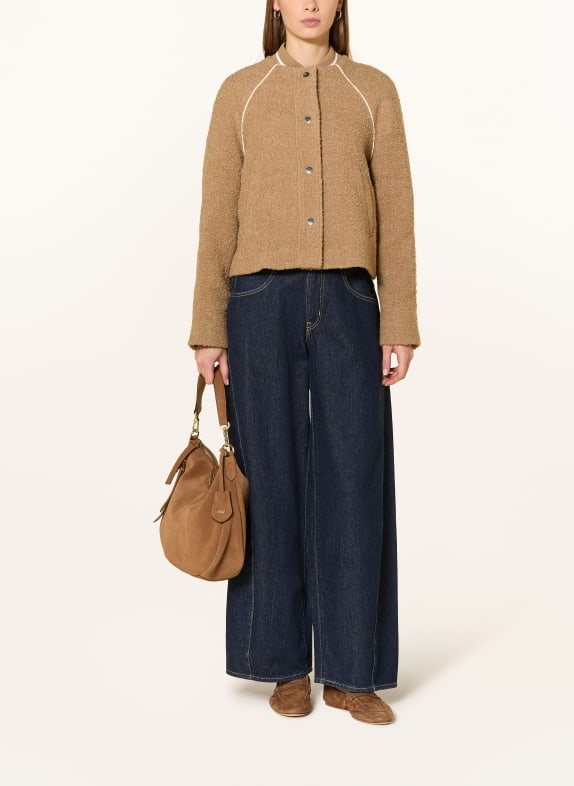 OPUS Boucléová bunda HIRONA SVĚTLE HNĚDÁ