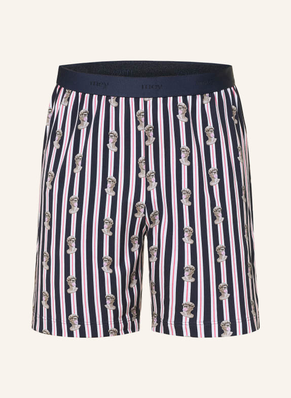 mey Schlafshorts Serie MARBLE MUSE DUNKELBLAU / ROT / WEISS