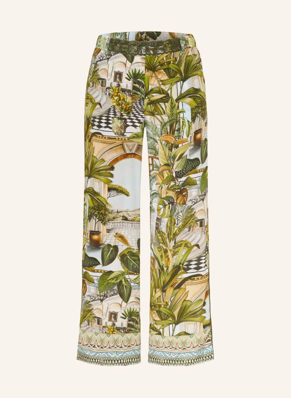 Princess GOES HOLLYWOOD Pantalon Marlene en soie VERT / MARRON CLAIR / BLEU CLAIR