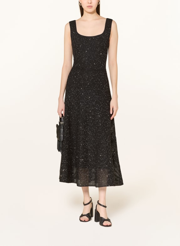 maje Strickkleid mit Pailletten und Glitzergarn SCHWARZ
