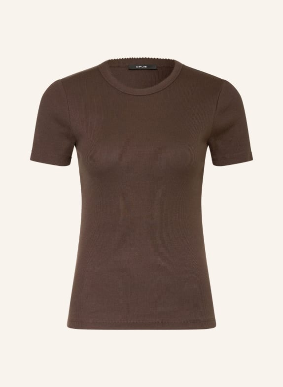 OPUS T-Shirt SAMUNA SCALLOP DUNKELBRAUN
