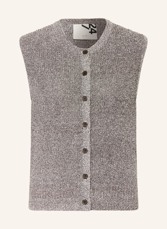 OPUS Gilet en maille DIPPA MARRON FONCÉ / BLANC