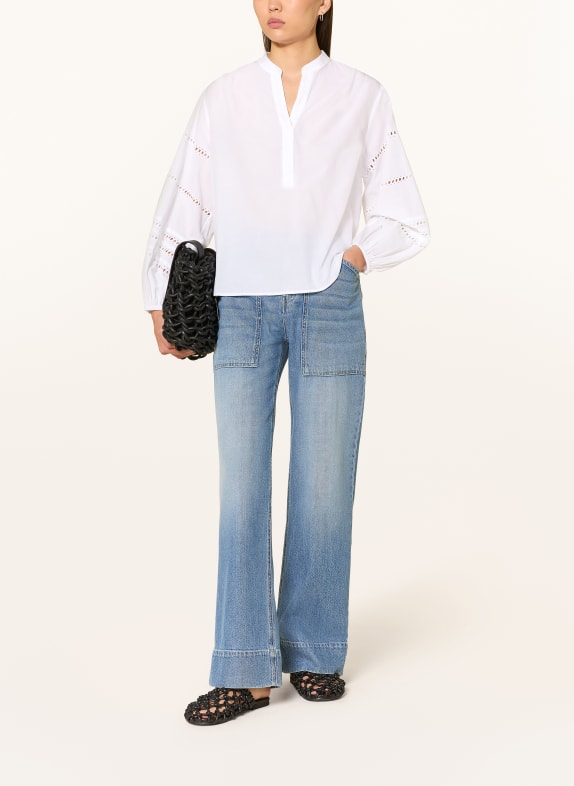 OPUS Bluse FILANDRA med hulblonder HVID