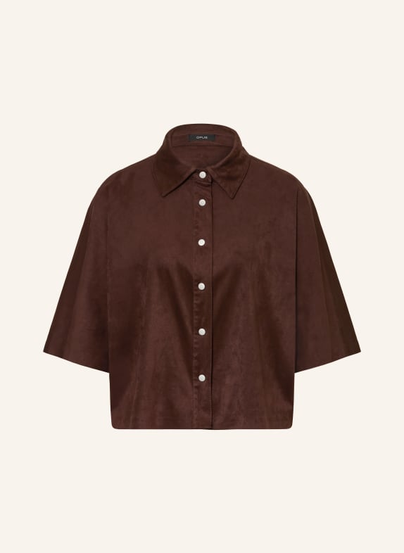 OPUS Hemdbluse FERMES in Lederoptik DUNKELBRAUN