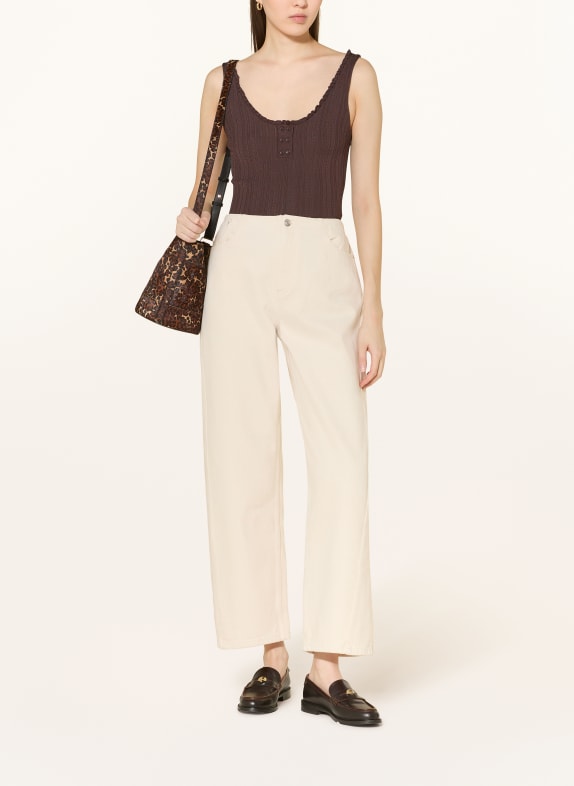 CLAUDIE PIERLOT dzianinowy top CIEMNOBRĄZOWY