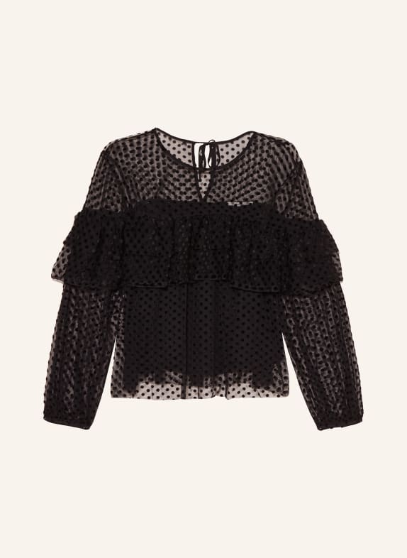 ba&sh Blůza RAFF s volány a sametem ČERNÁ