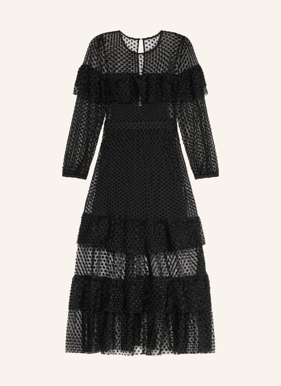 ba&sh Kleid RITA aus Mesh mit Volants SCHWARZ