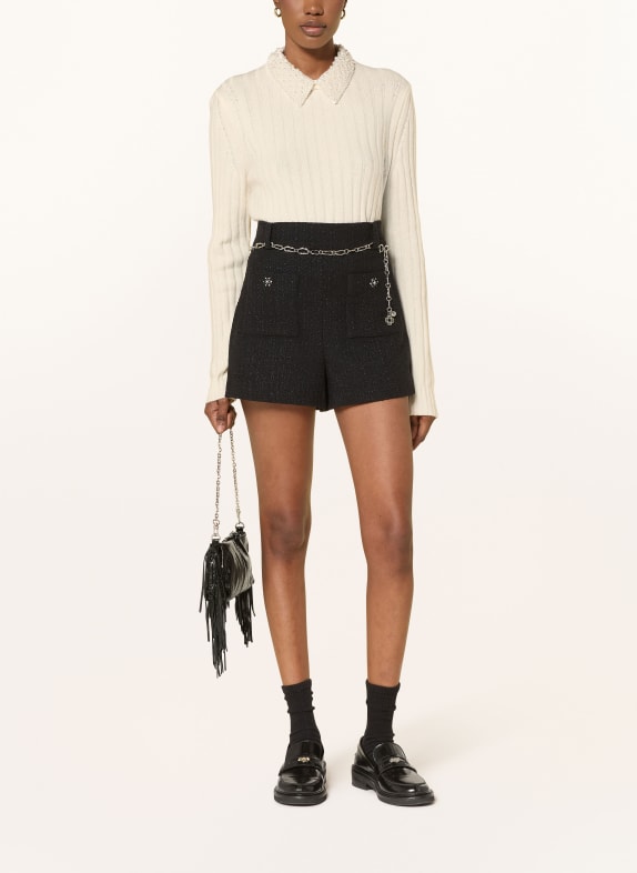 maje Pullover mit abnehmbarem Kragen und Schmuckperlen ECRU