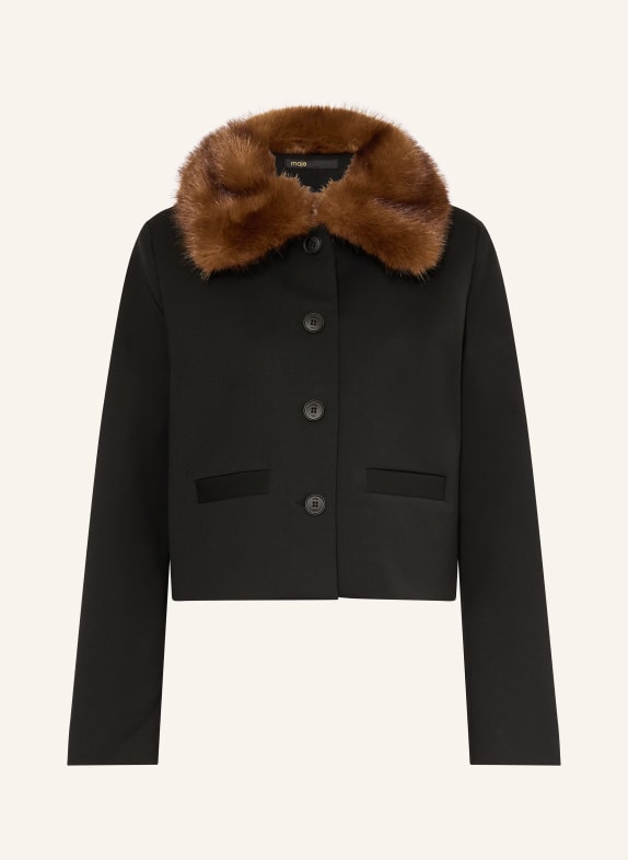 maje Kurtka z sztucznym futrem CZARNY / BRĄZOWY