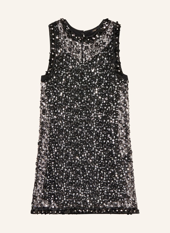 maje Mesh-Kleid mit Schmuckperlen und Pailletten SCHWARZ