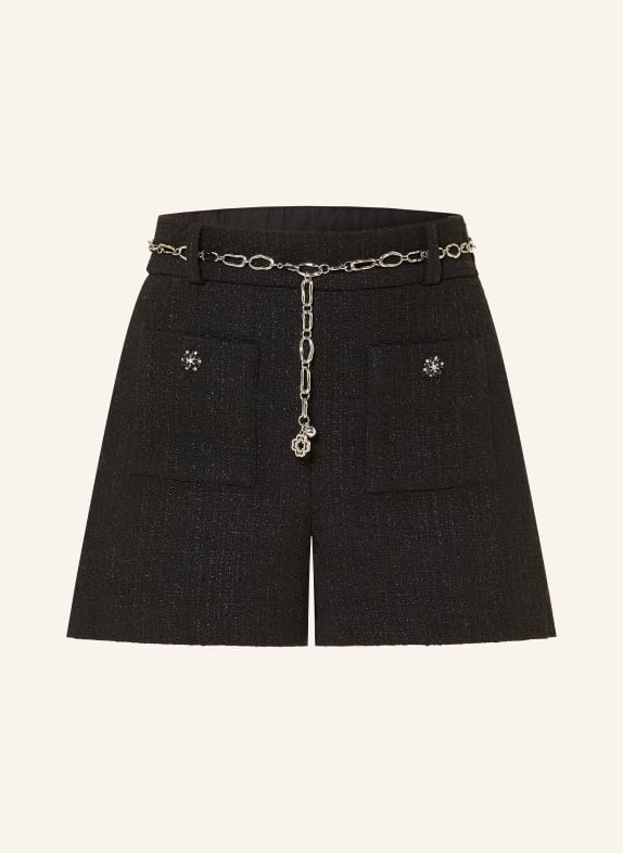 maje Bouclé-Shorts mit Glitzergarn SCHWARZ / SILBER