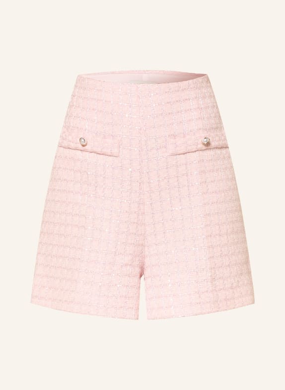 SANDRO Szorty z tweedu JASNORÓŻOWY / BIAŁY