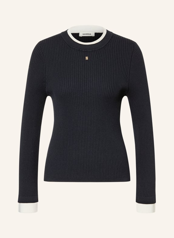 SANDRO Pullover SCHWARZ / WEISS