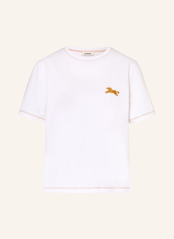 SANDRO Koszulka z cekinami BIAŁY / ZŁOTY