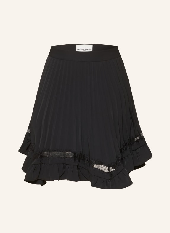 CLAUDIE PIERLOT Spódnica z plisami i falbanami CZARNY