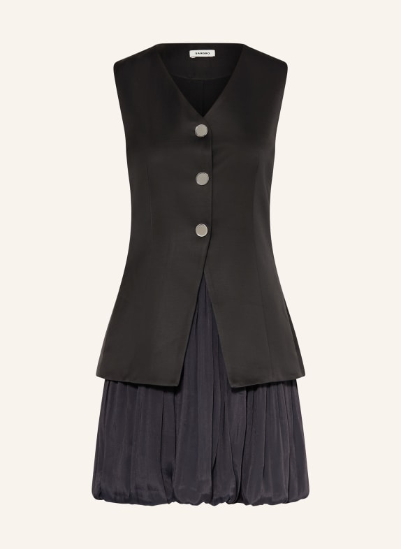 SANDRO Kleid im Materialmix SCHWARZ