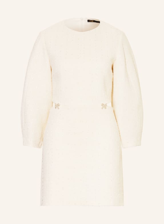 maje Sukienka z tweedu z rękawami 3/4 i wycięciami ECRU