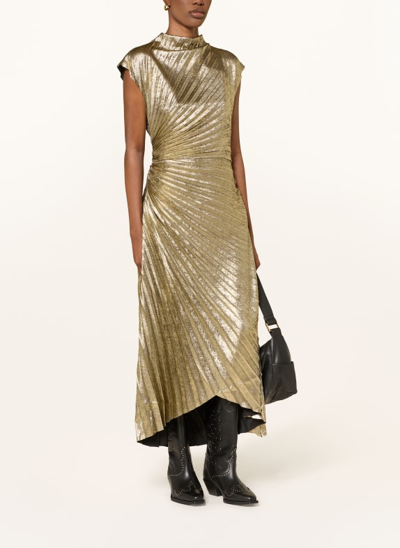 ALLSAINTS Plisované šaty RAYANNA ZLATÁ