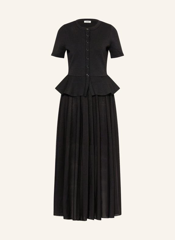 SANDRO Sukienka z mieszanki materiałów CZARNY