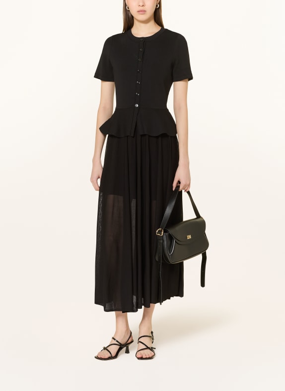 SANDRO Kleid im Materialmix SCHWARZ