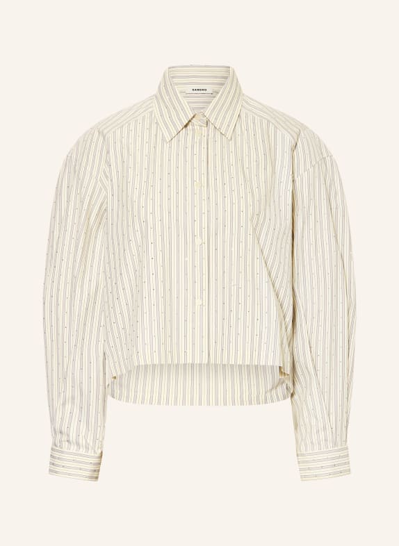 SANDRO Bluzka z kamieniami ozdobnymi ECRU / JASNONIEBIESKI / CZARNY