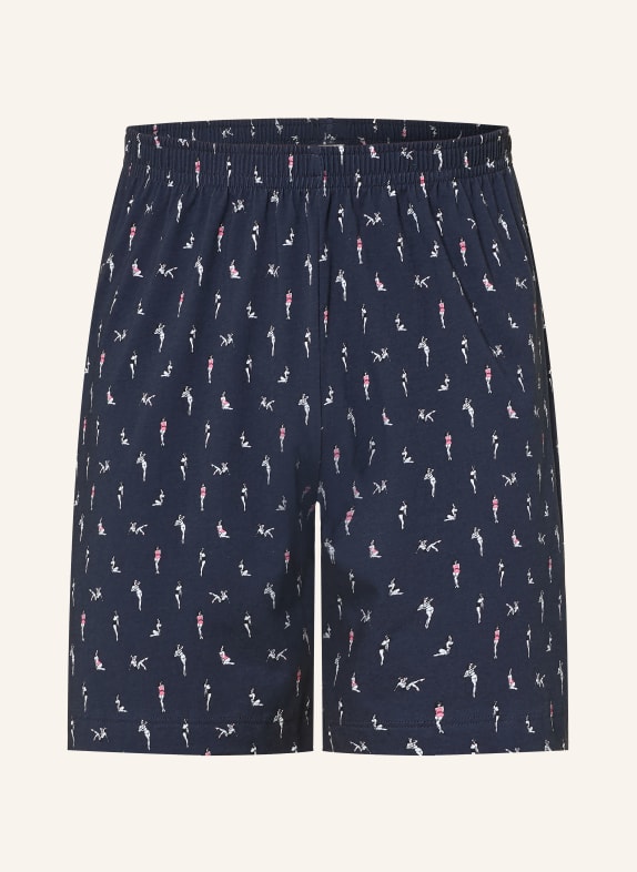 mey Schlafshorts Serie PIN UP DOLL DUNKELBLAU / PINK / WEISS