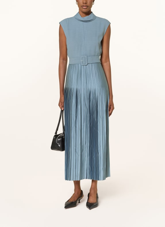 REISS Kleid ANIA im Materialmix mit Plissees BLAUGRAU