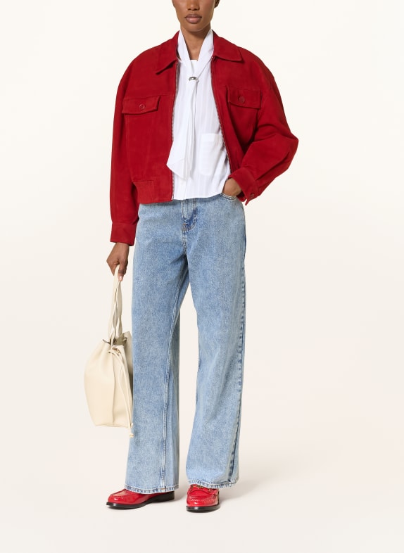 CLAUDIE PIERLOT kurtka skórzana CIEMNOCZERWONY